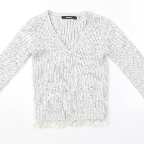 George Girls Grey  Knit Cardigan Jumper Size 2-3 Years