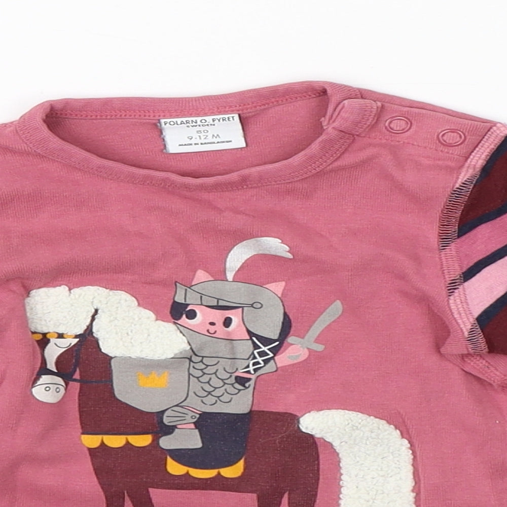 Polarn O. Pyret Girls Pink   Basic T-Shirt Size 9-12 Months