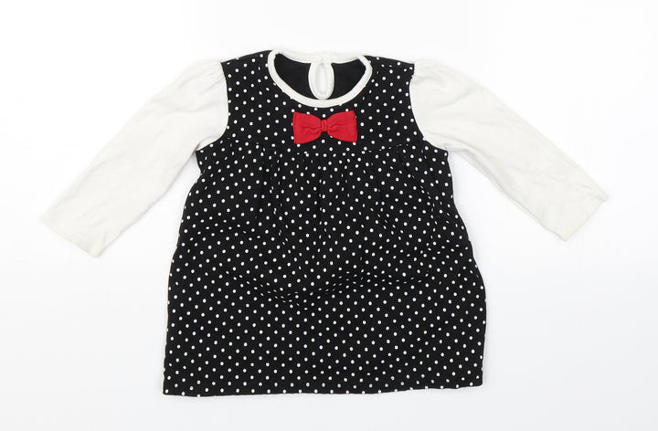 George Girls Black Polka Dot  A-Line  Size 9-12 Months