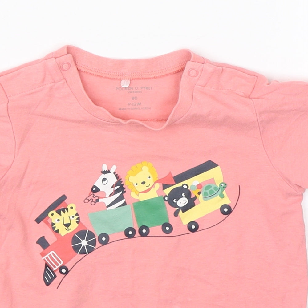 Polarn O. Pyret Girls Pink   Basic T-Shirt Size 9-12 Months