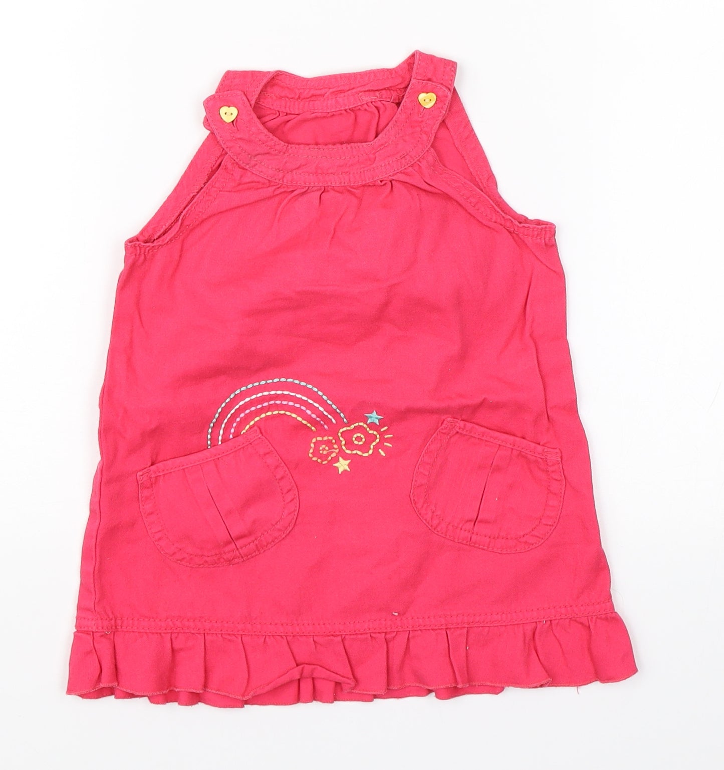 F&F Girls Pink  Denim Shift  Size 9-12 Months