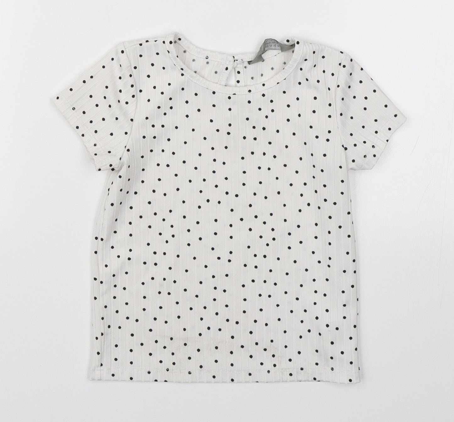 Primark Girls White Polka Dot  Basic T-Shirt Size 12-18 Months