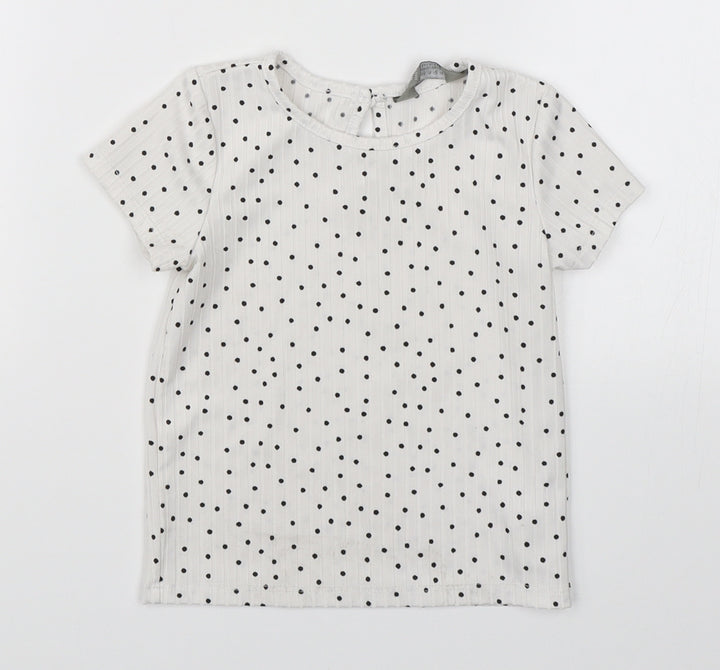 Primark Girls White Polka Dot  Basic T-Shirt Size 12-18 Months