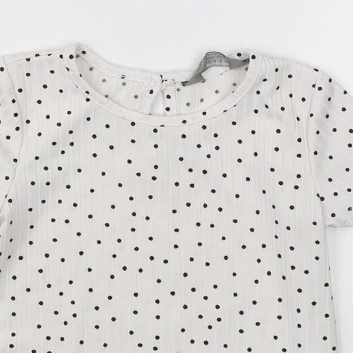 Primark Girls White Polka Dot  Basic T-Shirt Size 12-18 Months