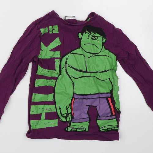 George Boys Purple   Basic T-Shirt Size 4-5 Years  - Hulk Marvel Superhero