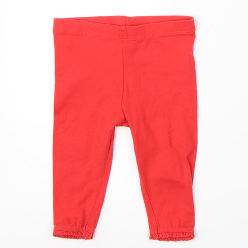Preworn Girls Red    Leggings Size 6-9 Months