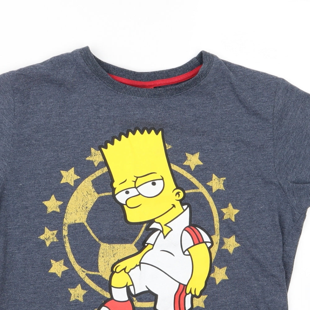 The Simpsons Boys Grey   Basic T-Shirt Size 9 Years  - bart