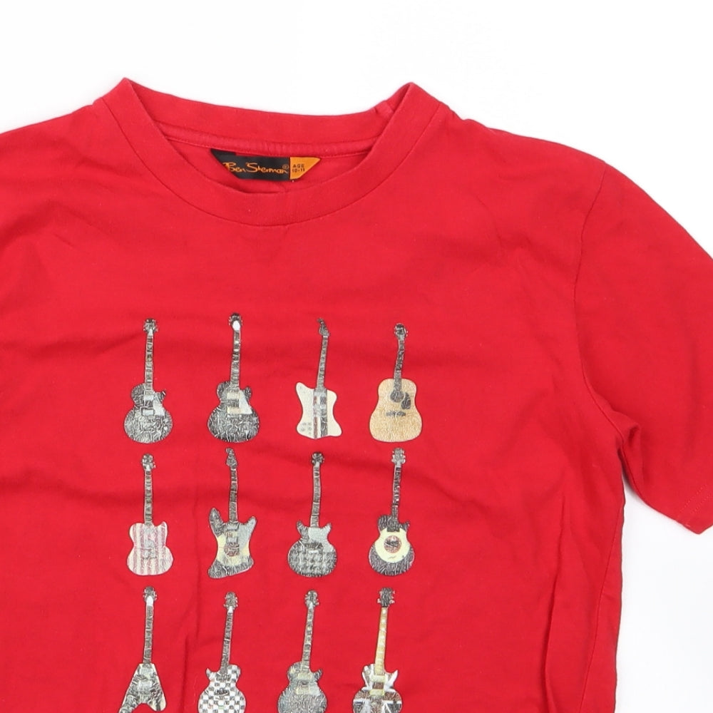 Ben Sherman Boys Red   Basic T-Shirt Size 10 Years  - guitar