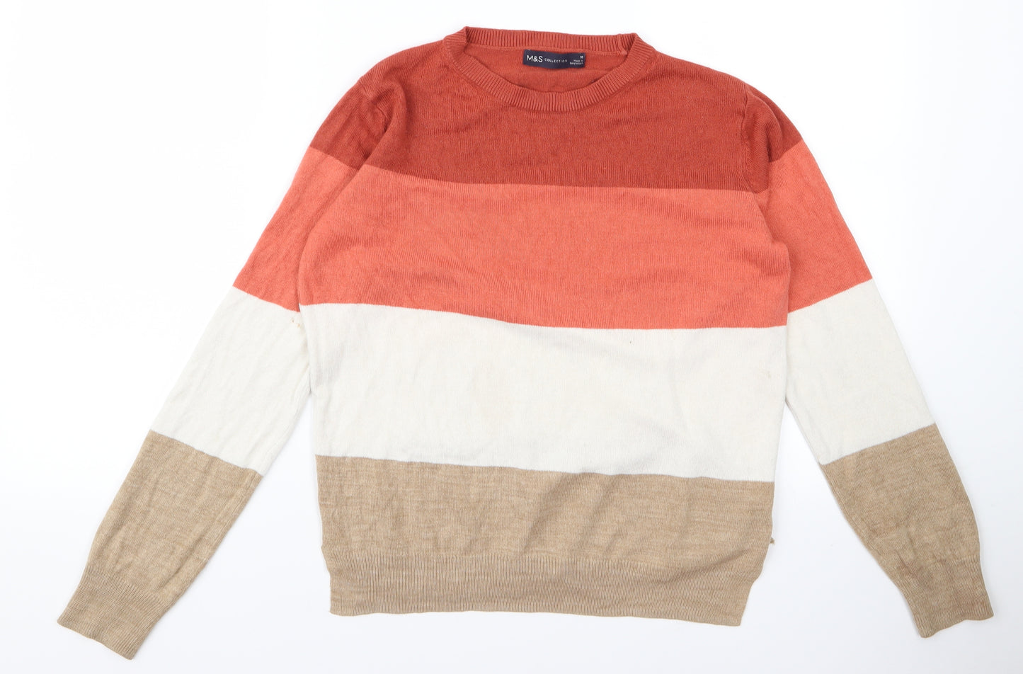m&s Womens Multicoloured Striped  Pullover Jumper Size 10