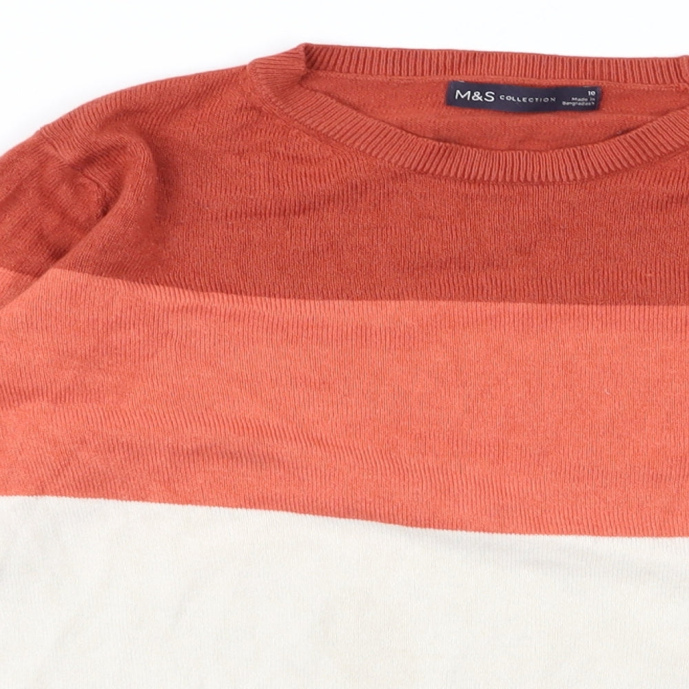 m&s Womens Multicoloured Striped  Pullover Jumper Size 10