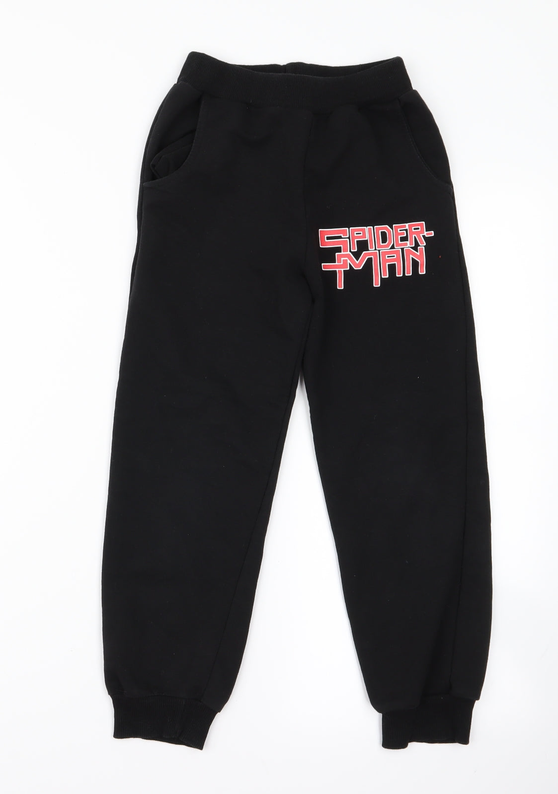 Preworn Boys Black   Jogger Trousers Size M - spiderman