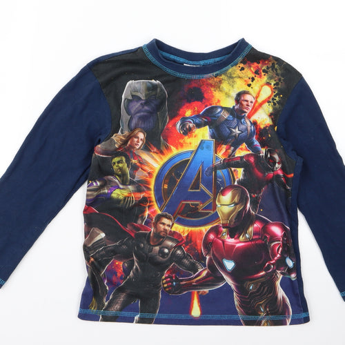 marverl Boys Blue   Basic T-Shirt Size 7 Years  - avengers