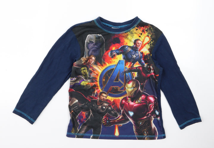 marverl Boys Blue Basic T-Shirt Size 7 Years - avengers