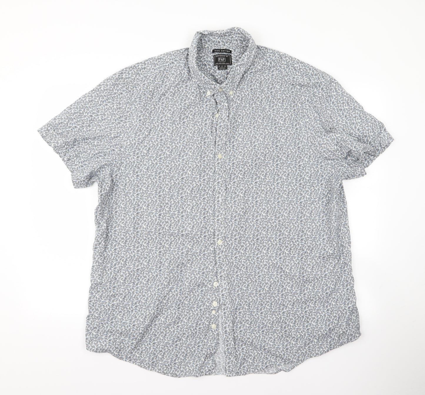 F&F Mens White Floral   Button-Up Size 2XL  - 1