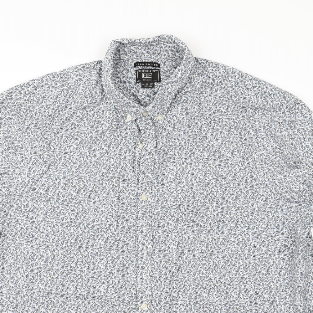 F&F Mens White Floral   Button-Up Size 2XL  - 1