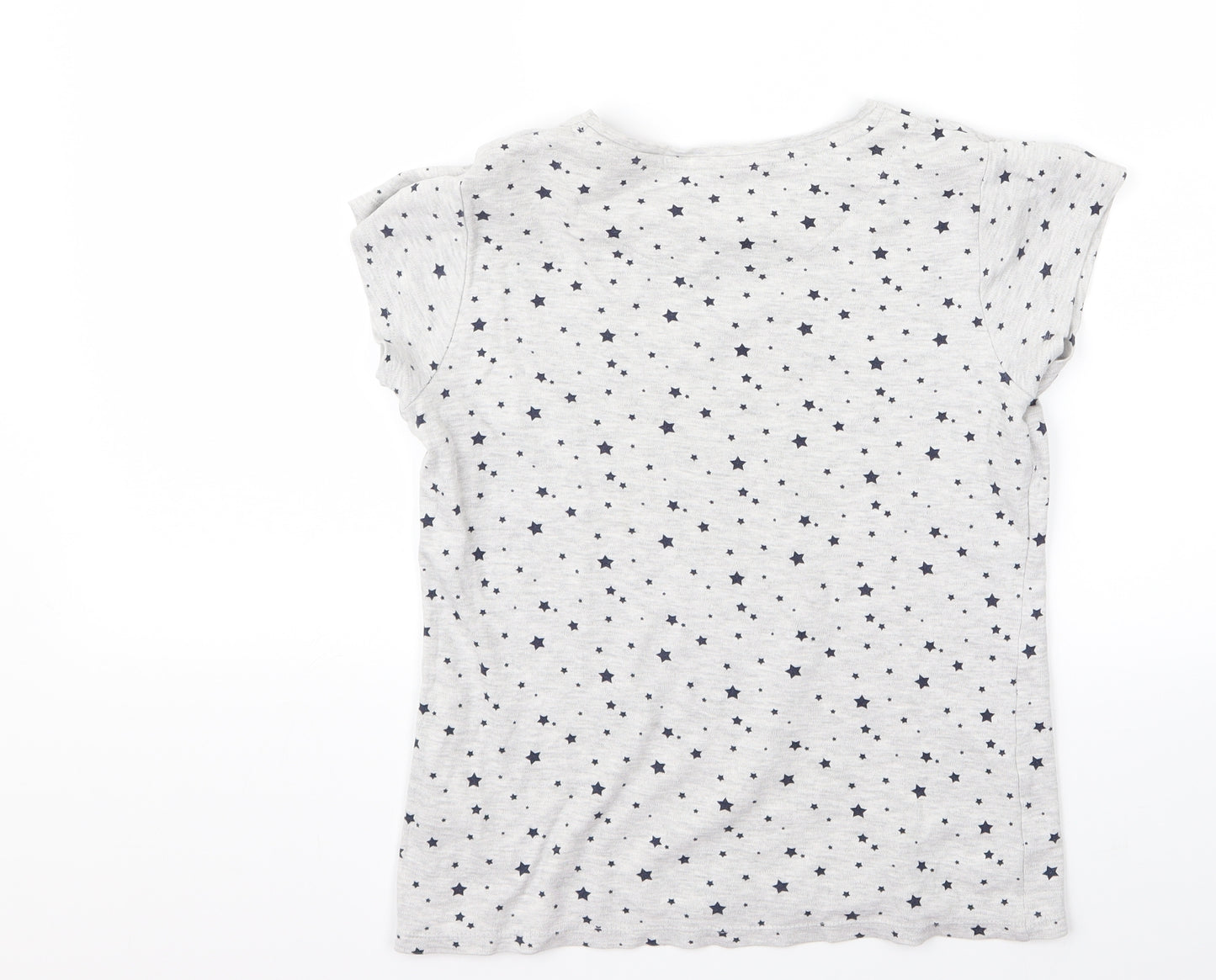 Preworn Girls Grey   Basic T-Shirt Size 10-11 Years  - star