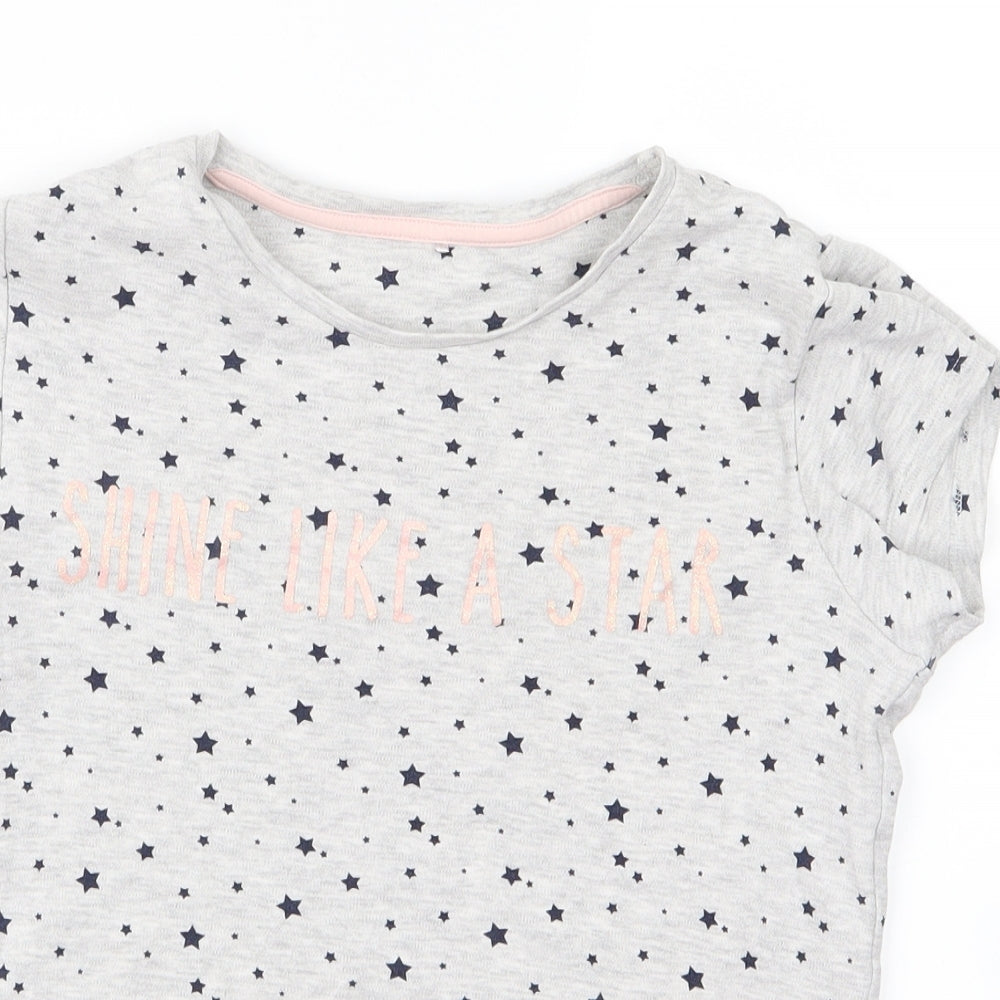 Preworn Girls Grey   Basic T-Shirt Size 10-11 Years  - star