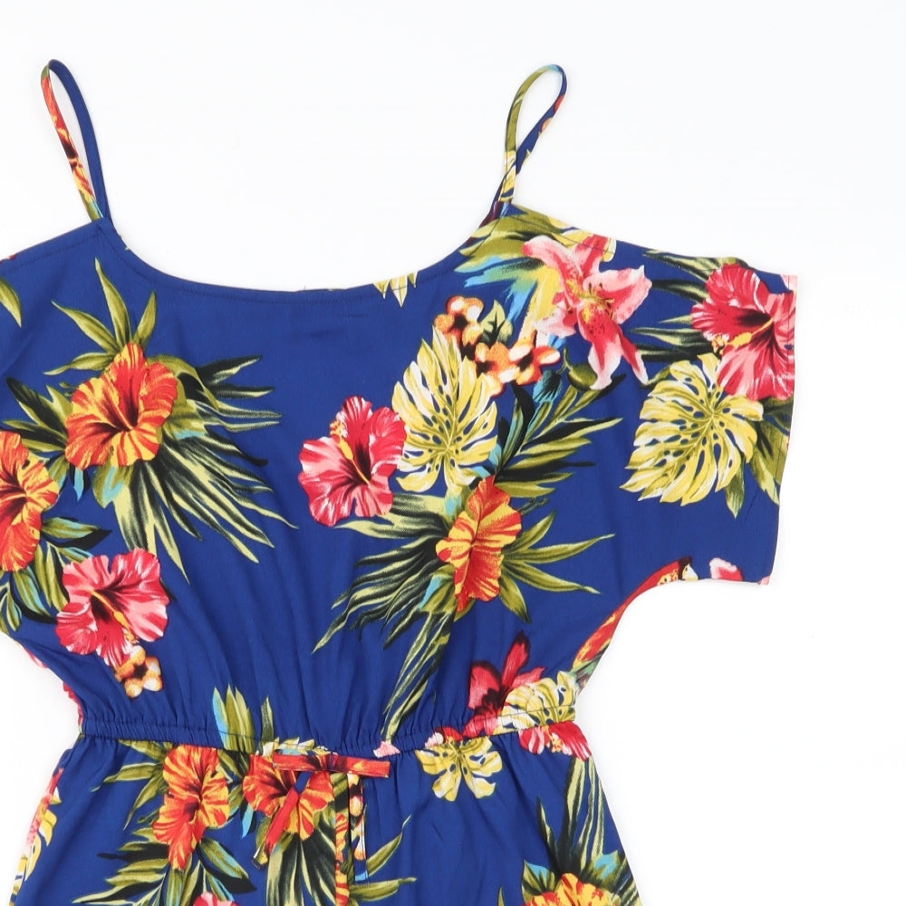 Primark Girls Blue Floral  Bodysuit One-Piece Size S