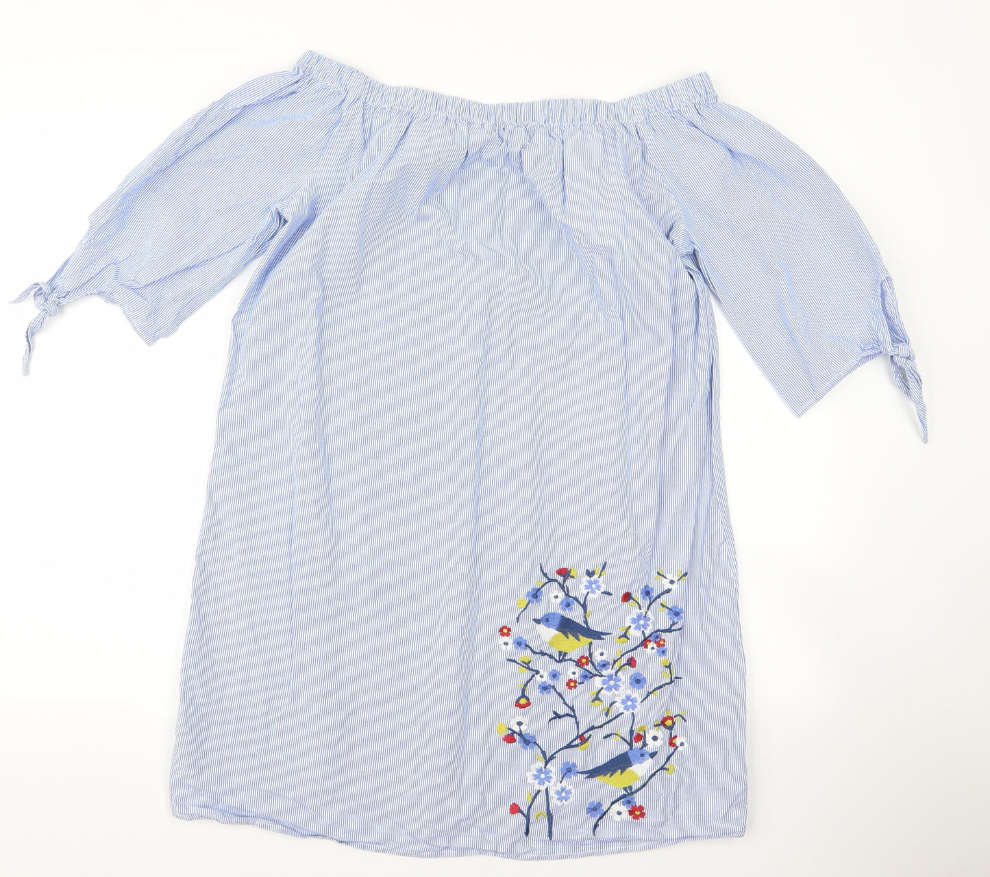 George Womens Blue Striped  Basic Blouse Size 12
