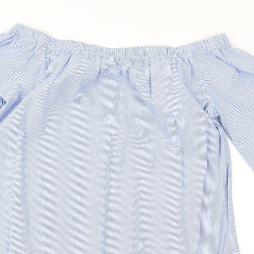 George Womens Blue Striped  Basic Blouse Size 12