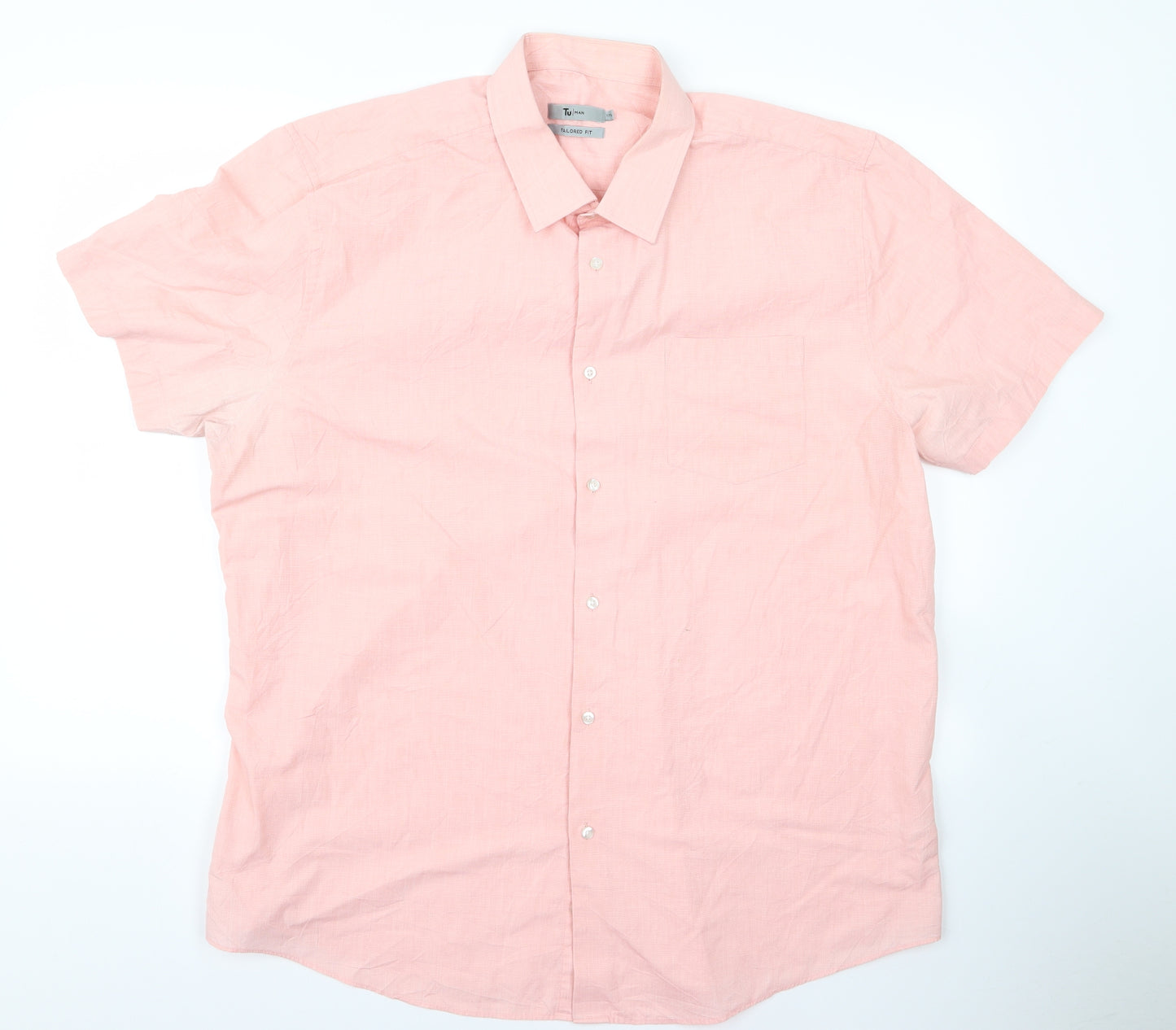 TU Mens Pink    Button-Up Size 17