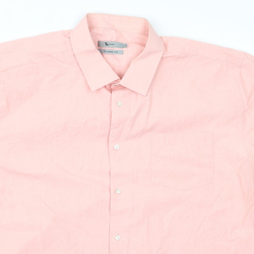 TU Mens Pink    Button-Up Size 17
