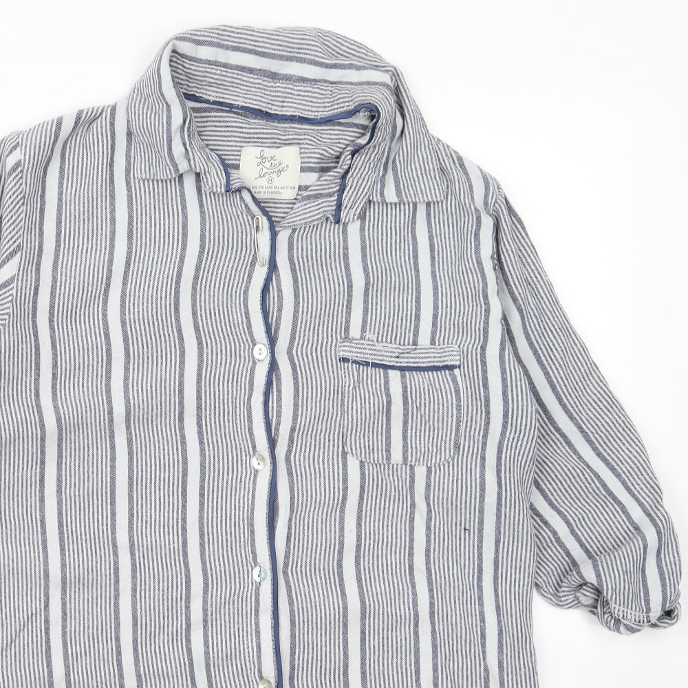 Preworn Womens Grey Striped  Basic Button-Up Size M