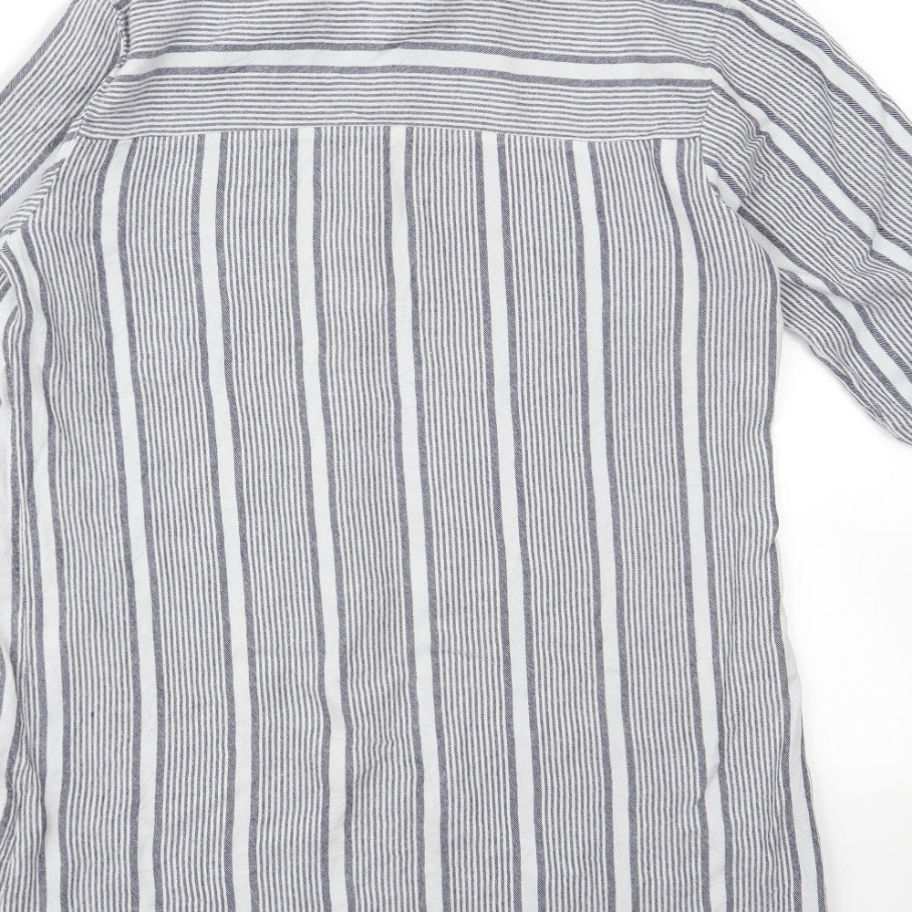 Preworn Womens Grey Striped  Basic Button-Up Size M