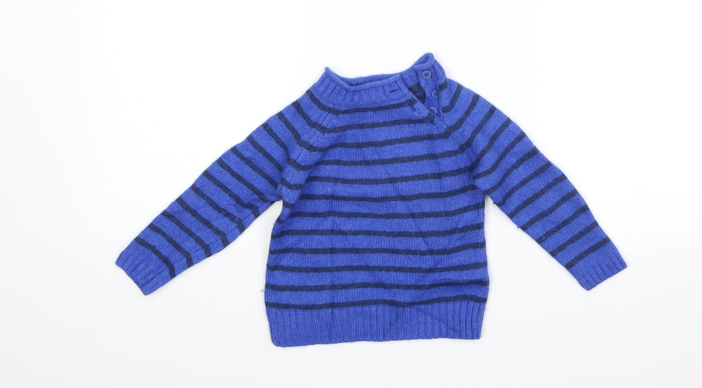John Lewis Boys Blue Striped  Pullover Jumper Size 18-24 Months