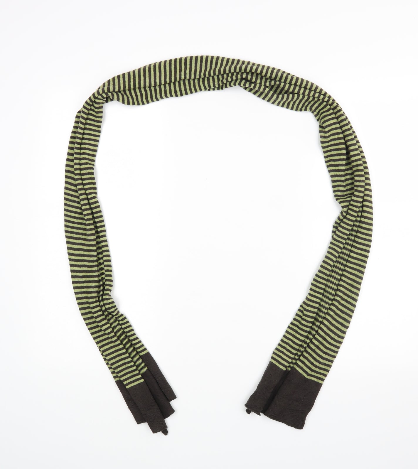Preworn Unisex Green Striped   Scarf
