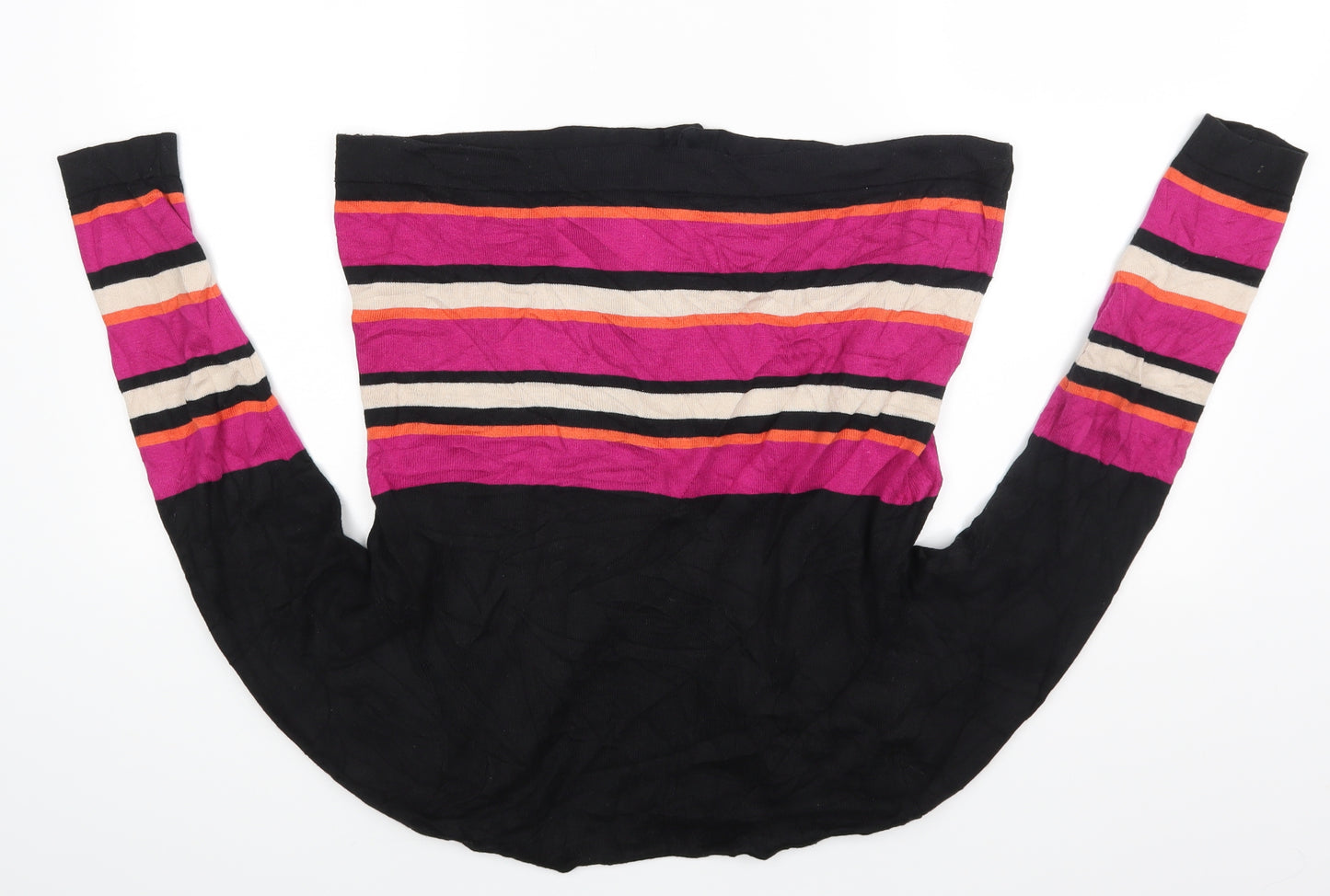 pOMODORO Womens Black Striped  Cardigan Jumper Size 14