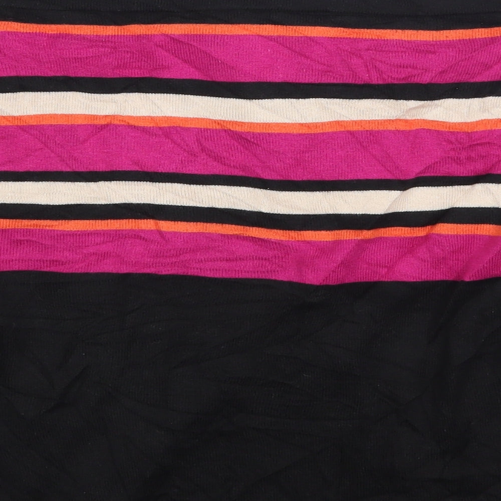 pOMODORO Womens Black Striped  Cardigan Jumper Size 14