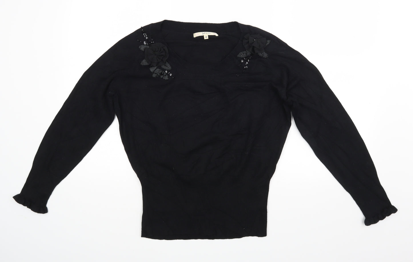 Jeff & Co Womens Black  Rayon Basic Blouse Size 14
