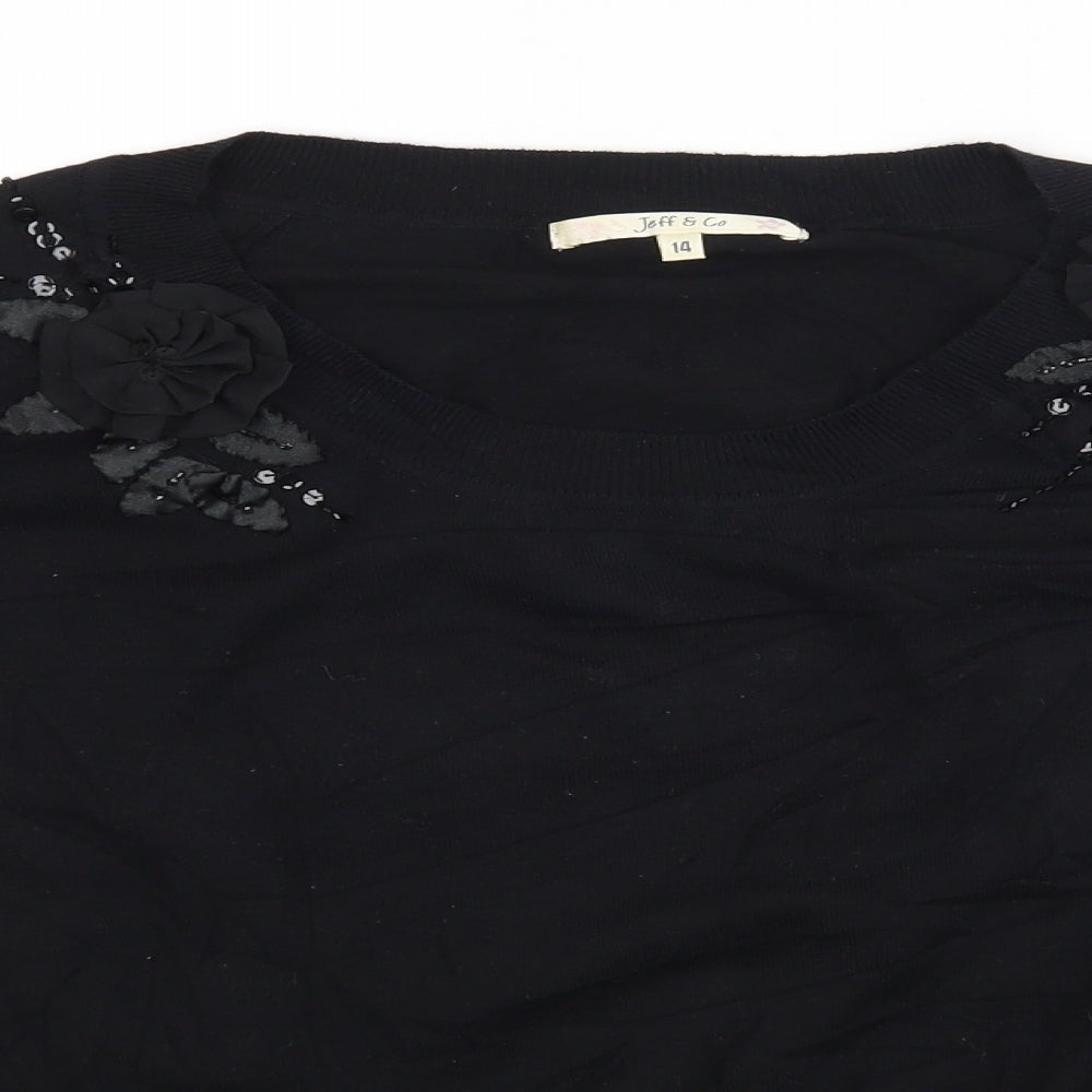 Jeff & Co Womens Black  Rayon Basic Blouse Size 14