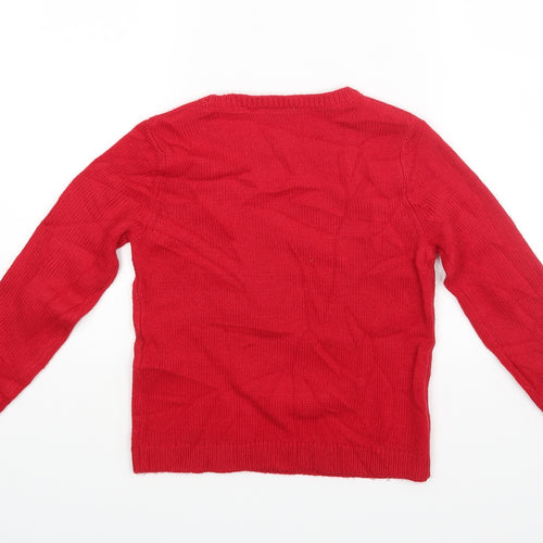 Pepperts Boys Red  Rayon Pullover Jumper Size 6-7 Years  - Christmas Jumper