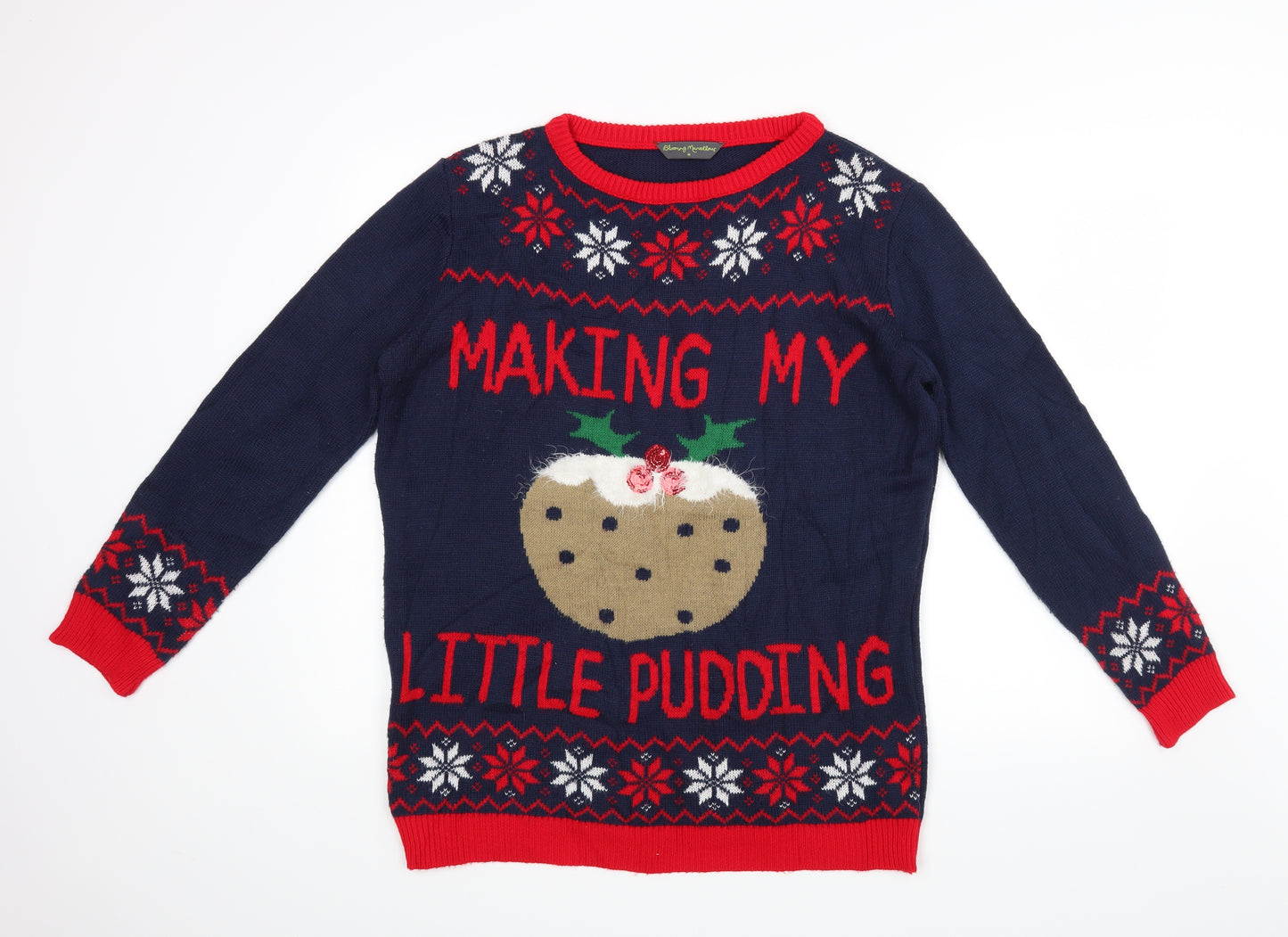 Blooming Marvellous Womens Blue   Pullover Jumper Size M  - Christmas Jumper