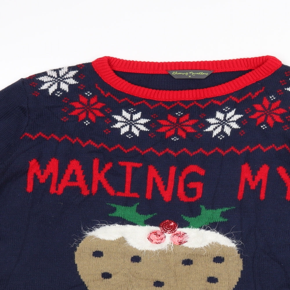 Blooming Marvellous Womens Blue   Pullover Jumper Size M  - Christmas Jumper