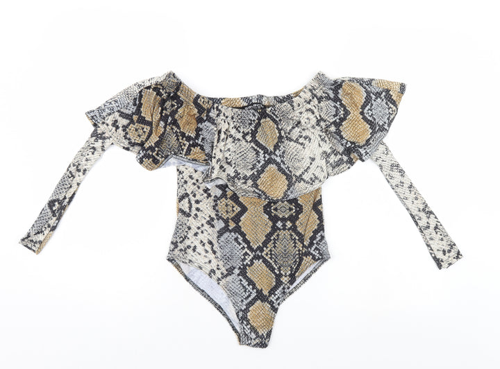 Select Womens Multicoloured Animal Print Bodysuit One-Piece Size 10