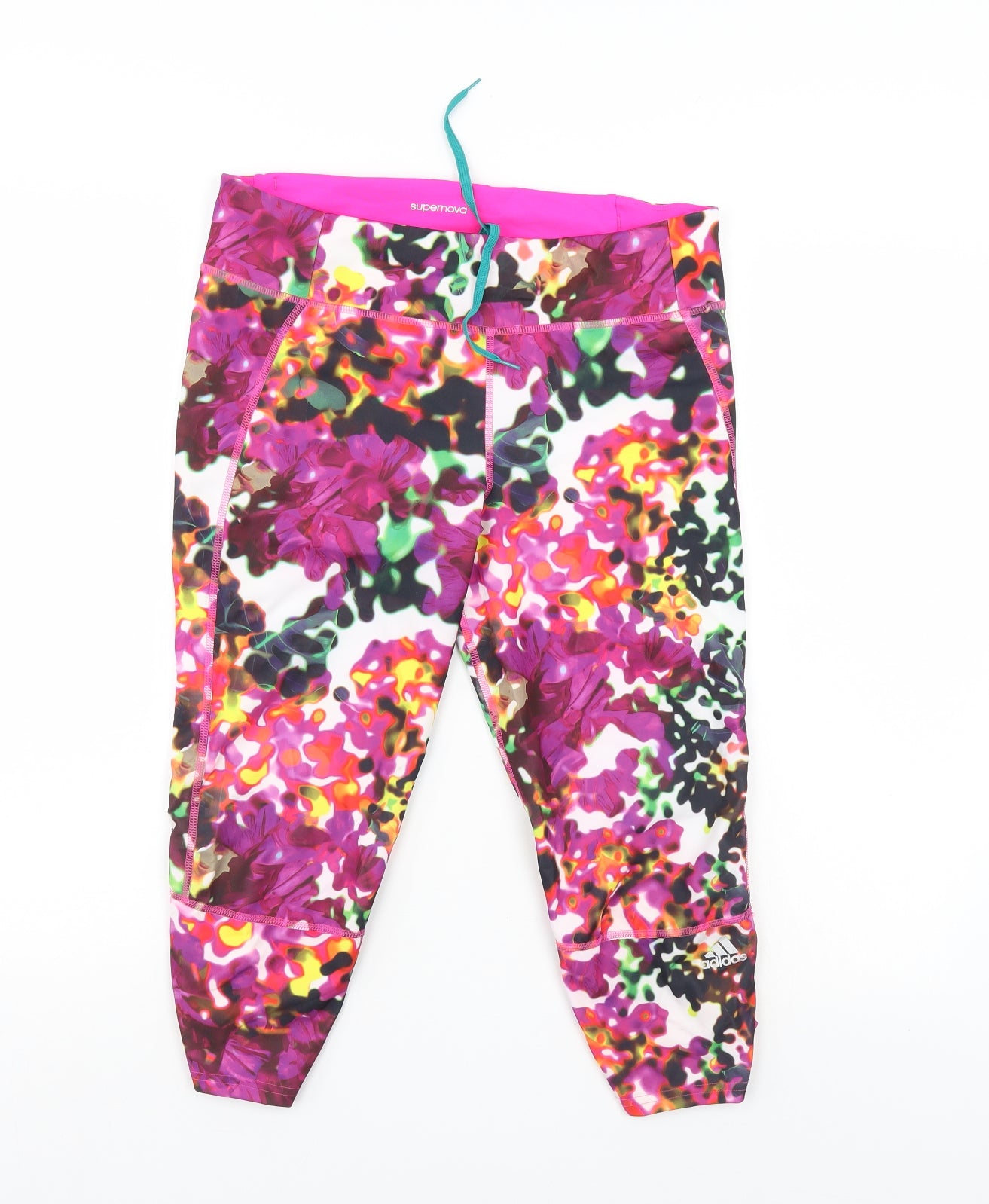 addidas Womens Multicoloured Floral  Athletic Shorts Size 12
