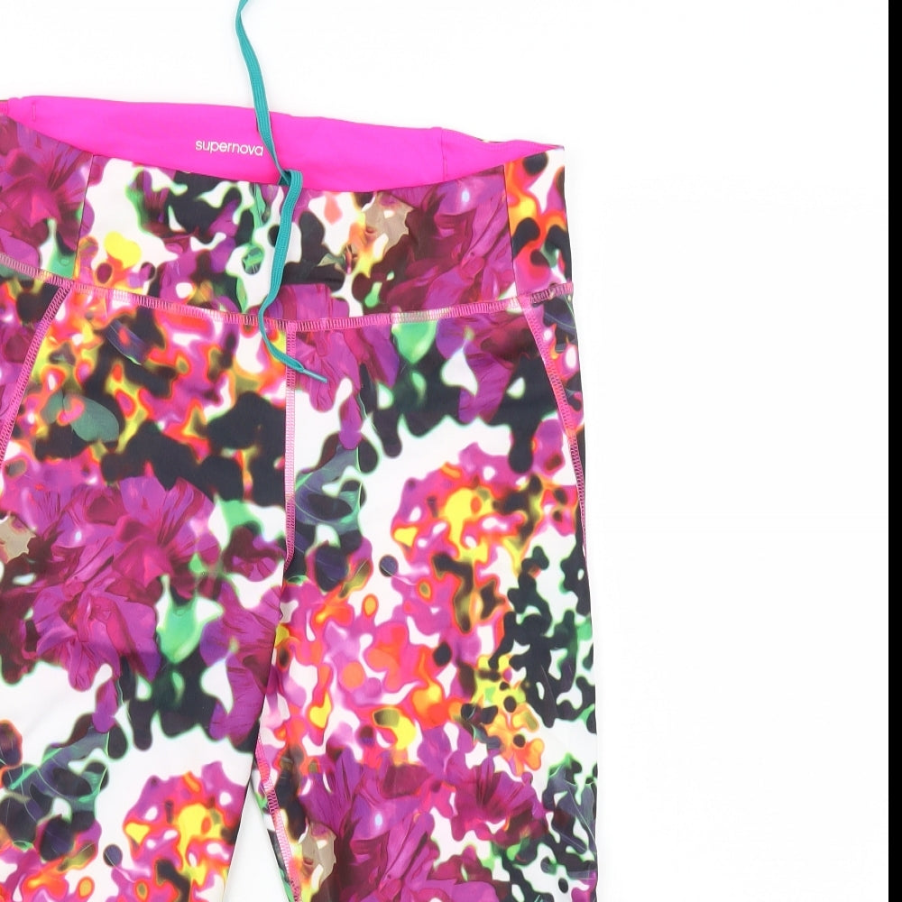 addidas Womens Multicoloured Floral  Athletic Shorts Size 12