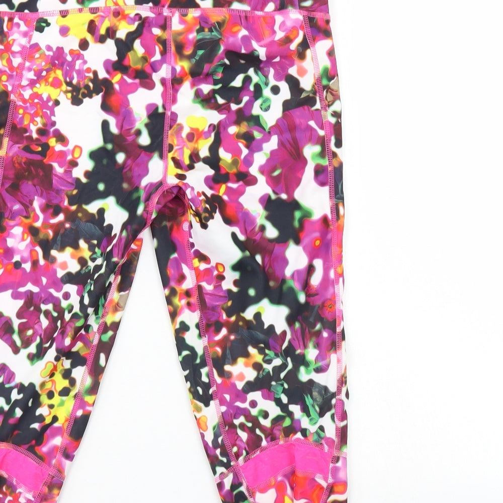 addidas Womens Multicoloured Floral  Athletic Shorts Size 12