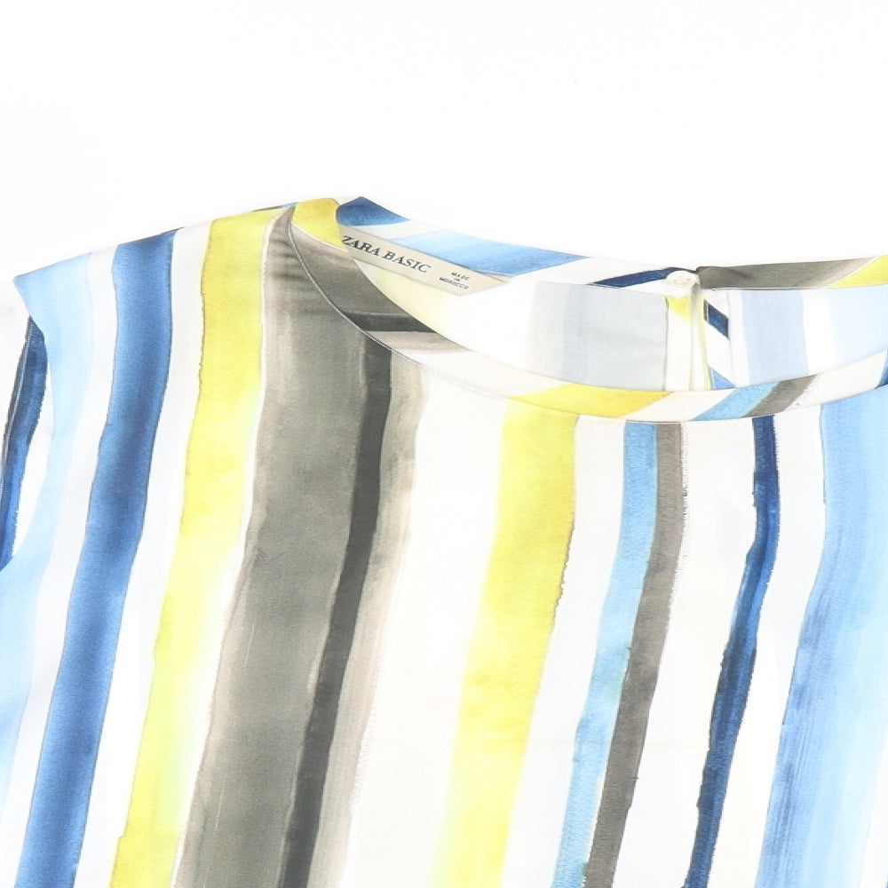 Zara Womens Multicoloured Striped  Basic Blouse Size L