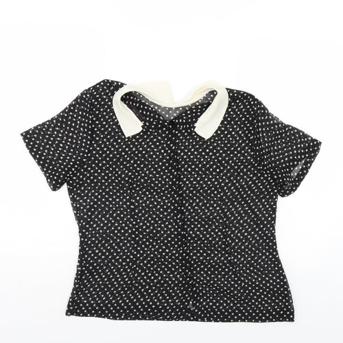 Therapy  Womens Black Polka Dot  Basic Blouse Size 14