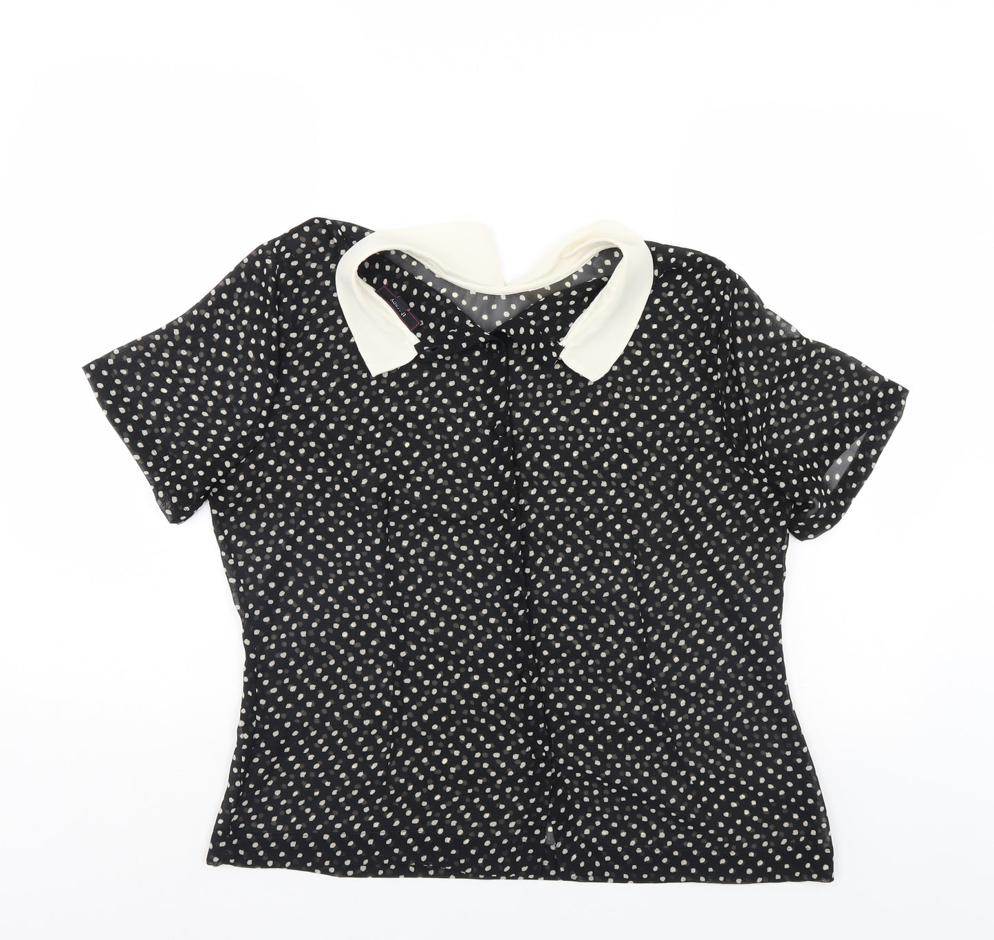Therapy  Womens Black Polka Dot  Basic Blouse Size 14