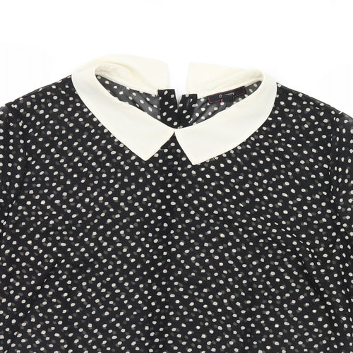 Therapy  Womens Black Polka Dot  Basic Blouse Size 14