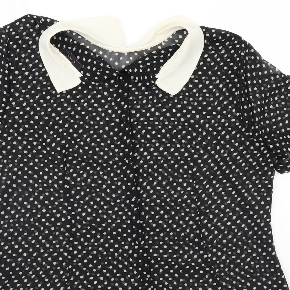Therapy  Womens Black Polka Dot  Basic Blouse Size 14