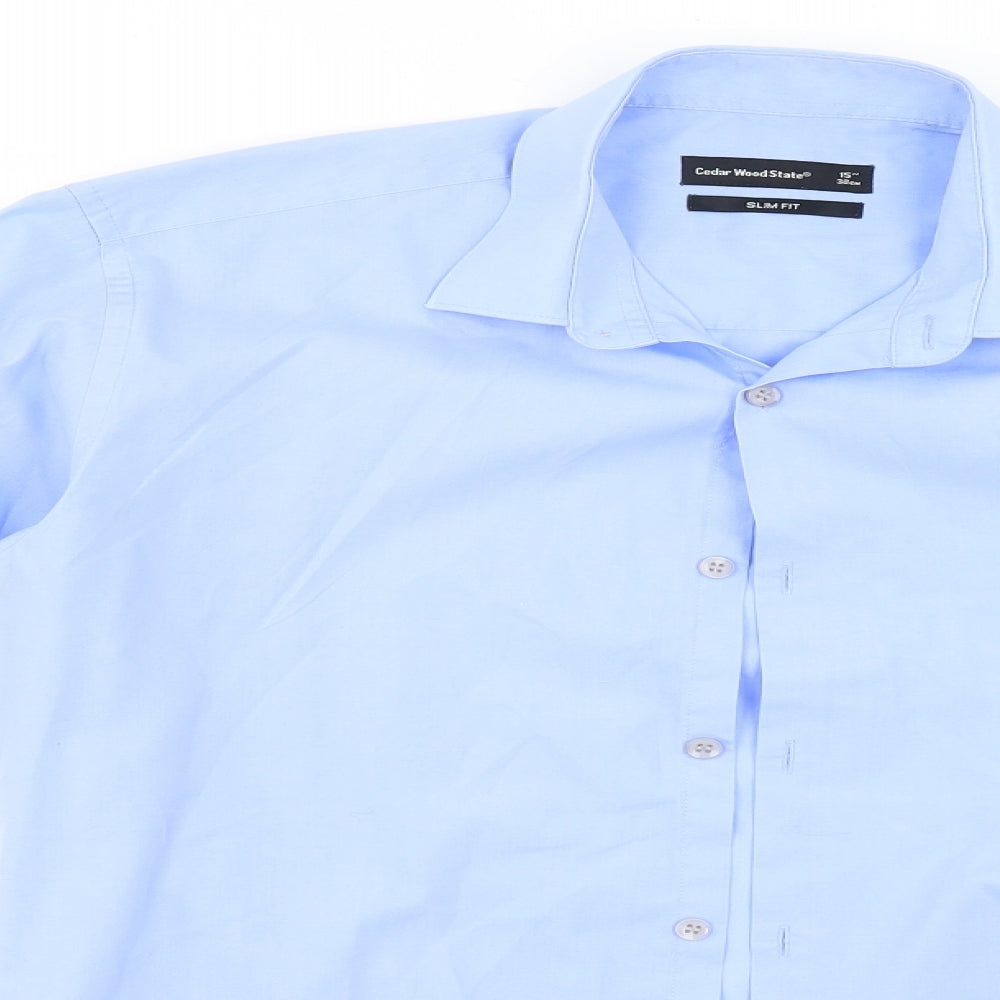 Cedar Wood State Mens Blue    Dress Shirt Size 15