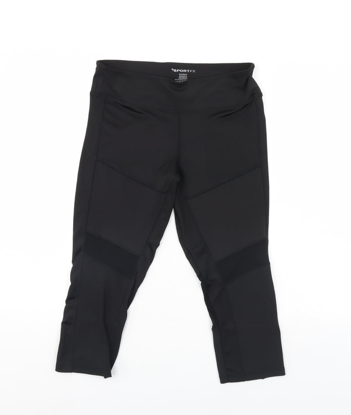 Sport fx Womens Black Track Pants Leggings Size 12 L20 in