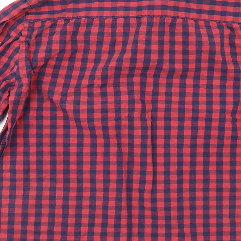Easy Mens Red Check   Button-Up Size S