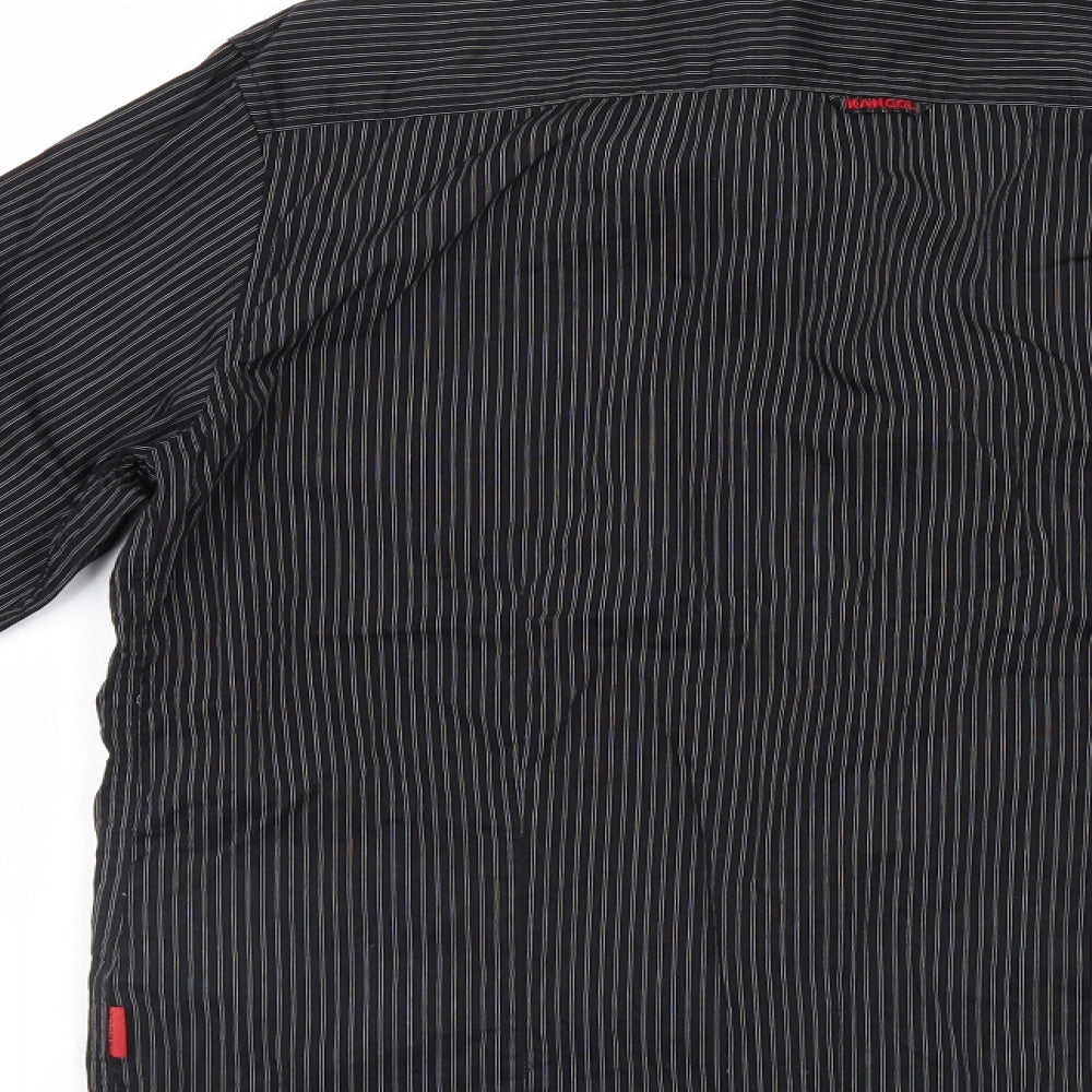 Kangol Mens Black Striped   Button-Up Size M